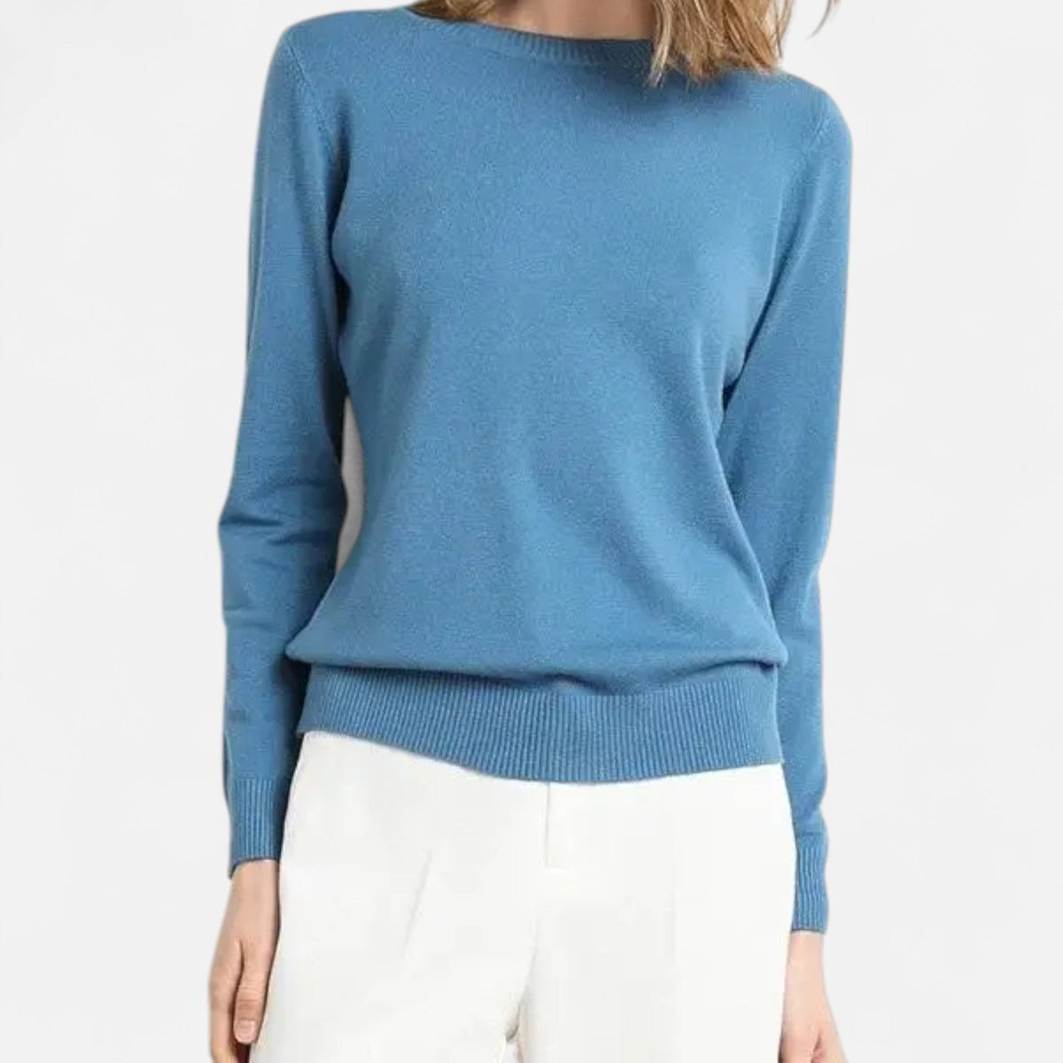 Women's Merino Wool Crew Neck Sweater with Slim Fit for Office and Everyday Layering