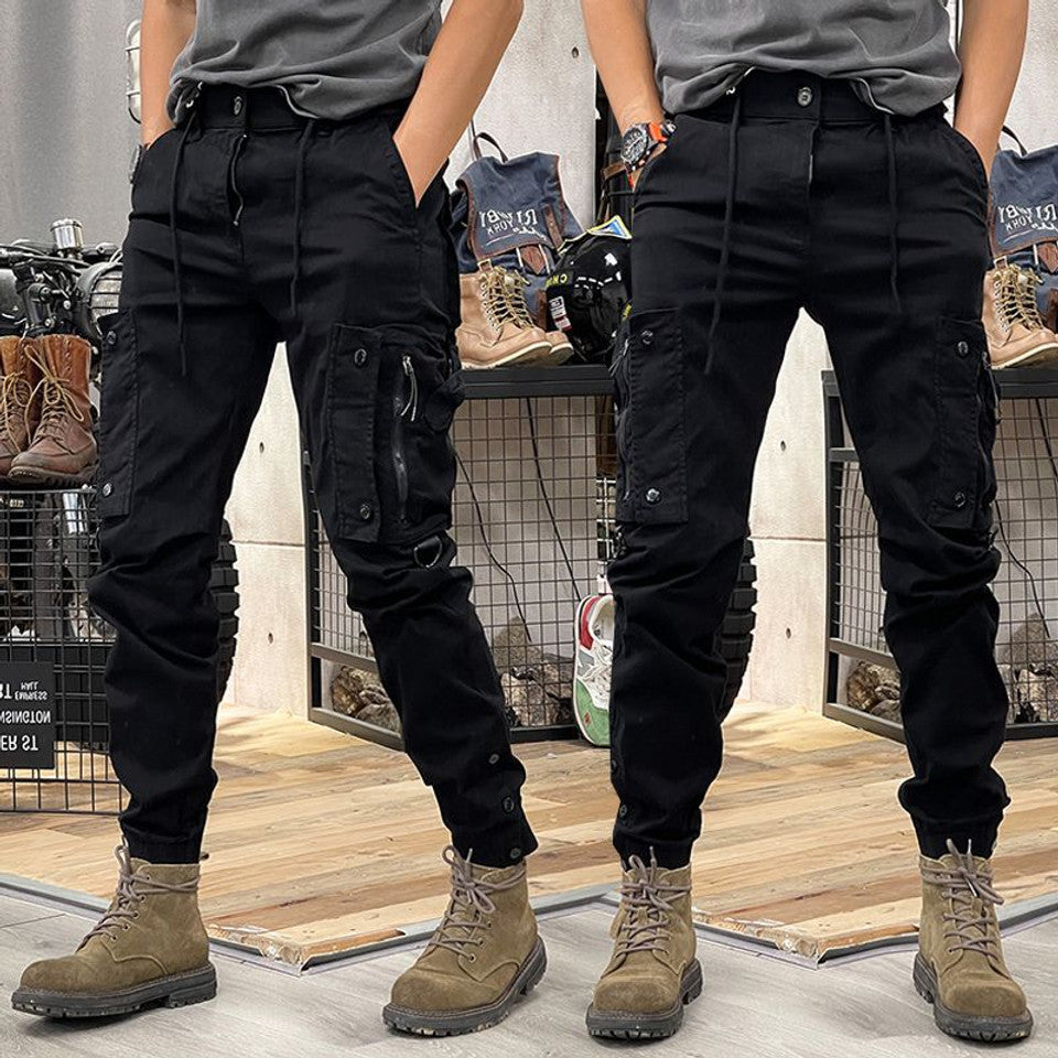 Men's Multi Pocket Cargo Pants with Structured Cut for Work Outdoor and Casual Wear
