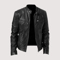 Men's Genuine Leather Jacket with Structured Shoulders and Slim Fit for Nights Out
