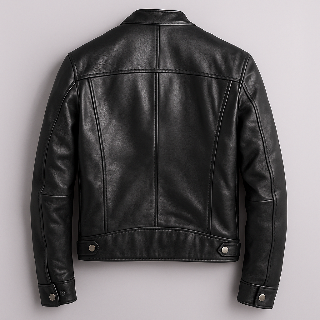 Men's Vintage Genuine Leather Jacket with Cotton Lining Zip Front and Slim Fit