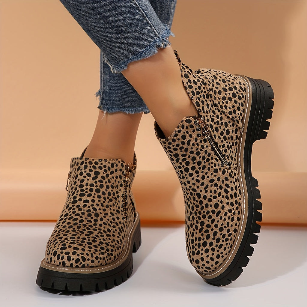 Women's Ankle Boots with Non Slip Outsole Cushioned Insole and Easy Side Zipper