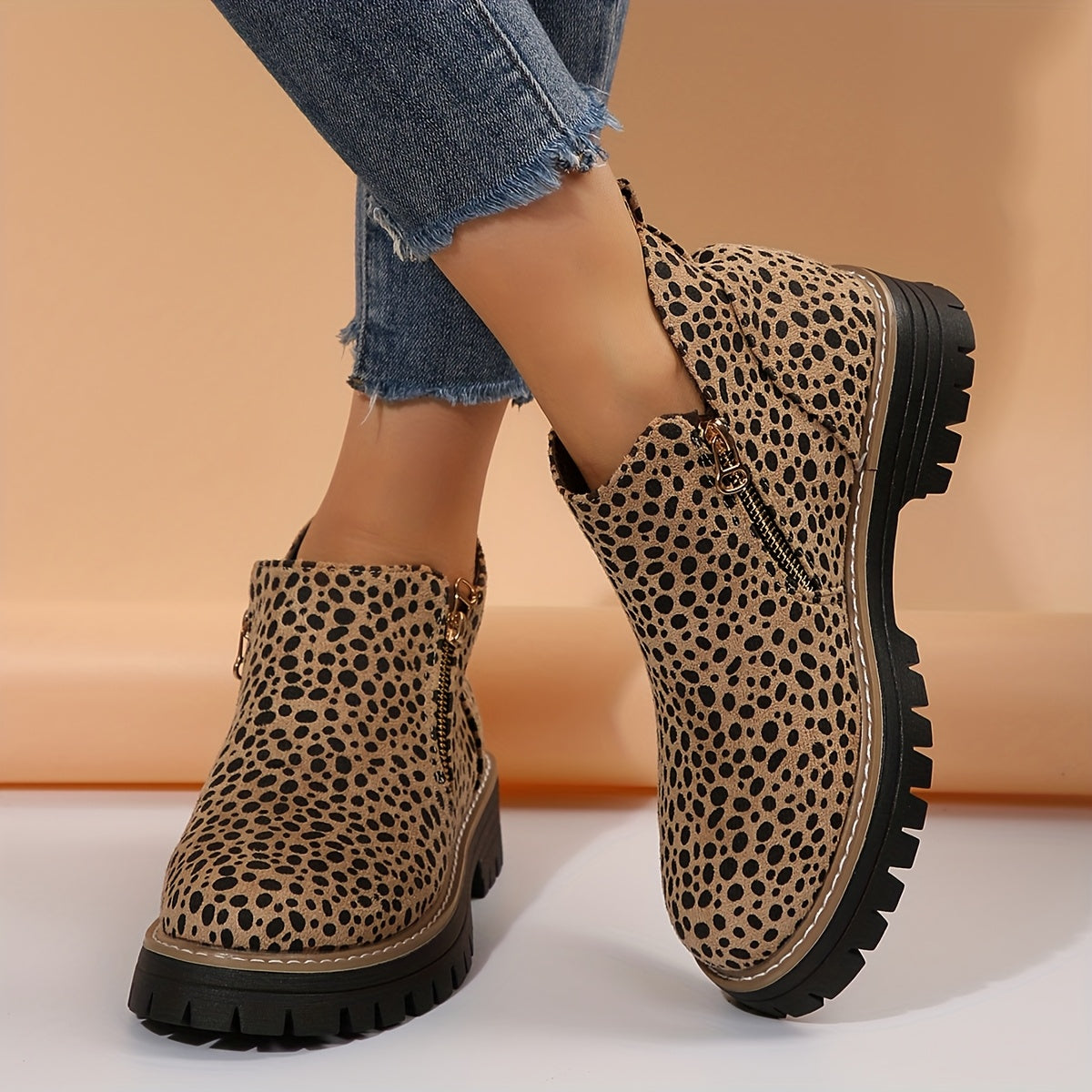 Women's Ankle Boots with Non Slip Outsole Cushioned Insole and Easy Side Zipper