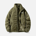 Men's Corduroy Puffer Parka in 100% Cotton with Stand Collar Zip Front and Pockets