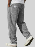 Men's Corduroy Pants with Elastic Drawstring Waist and Relaxed Fit in Cotton Blend