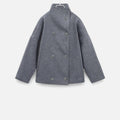 Women's Short Polyester Coat with High Collar Double Button and Drop Shoulders