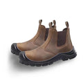 Men's Waterproof Leather Steel Toe Work Boots with Non Slip Puncture Resistant Sole