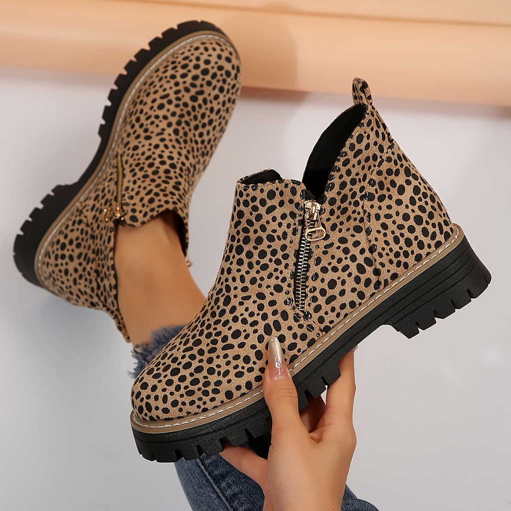 Women's Ankle Boots with Non Slip Outsole Cushioned Insole and Easy Side Zipper