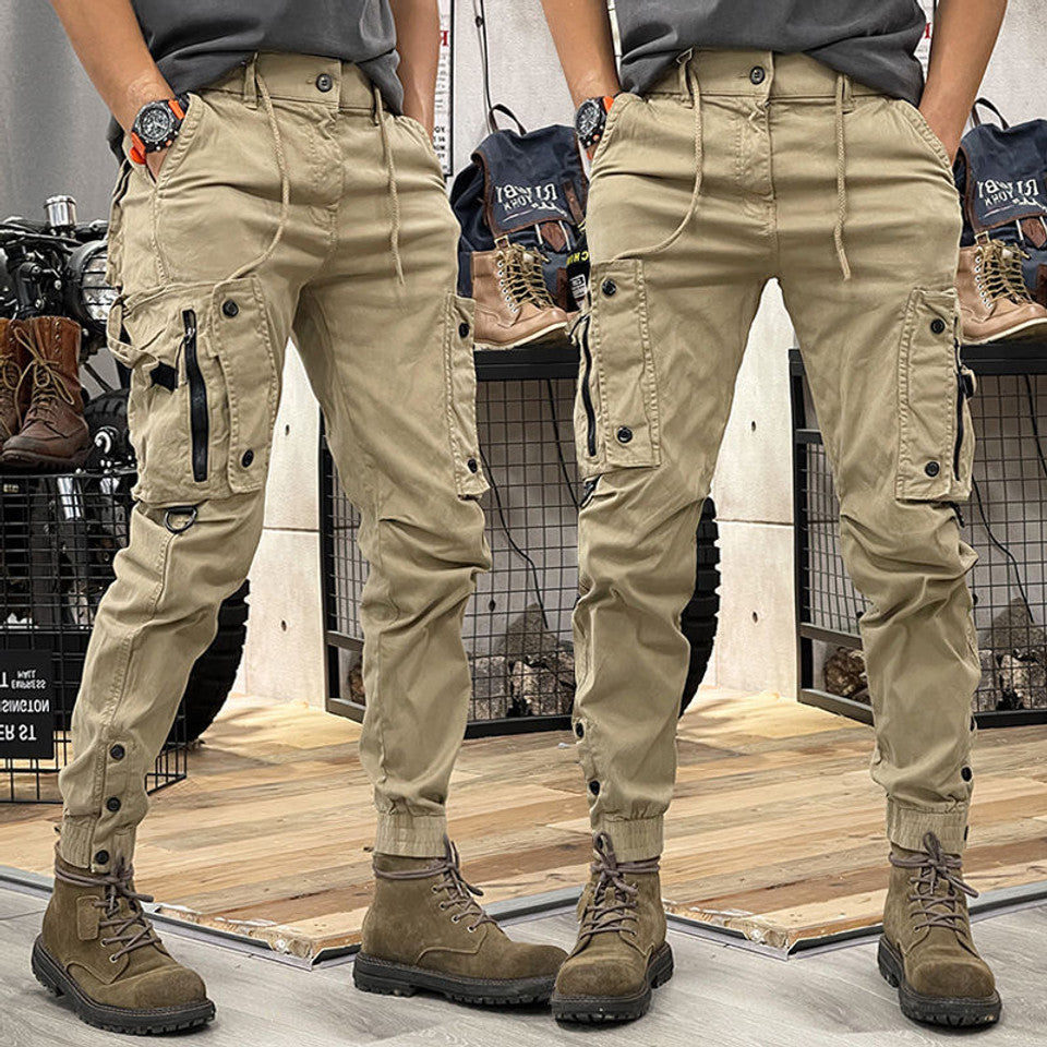 Men's Multi Pocket Cargo Pants with Structured Cut for Work Outdoor and Casual Wear