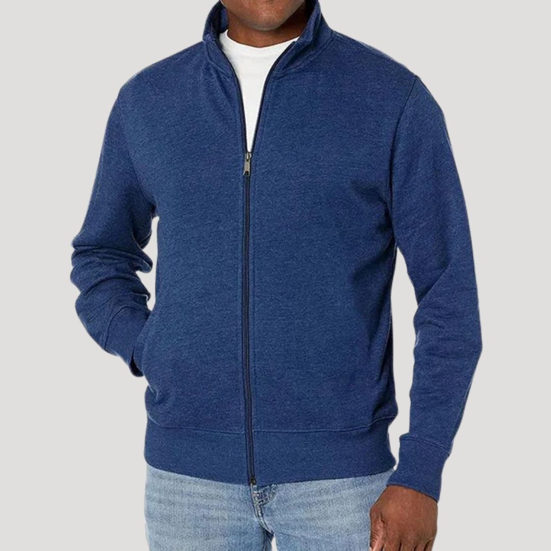 Men's Lightweight Zip Up Jacket with Structured Fit for Travel and Casual Wear
