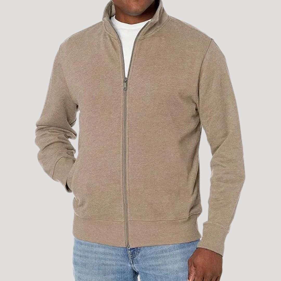 Men's Lightweight Zip Up Jacket with Structured Fit for Travel and Casual Wear