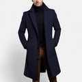Men's Single Breasted Overcoat with Structured Lapels and Full Lining for Office Wear