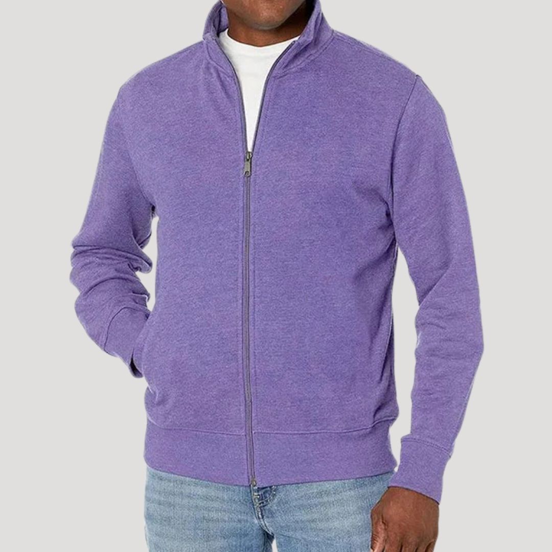 Men's Lightweight Zip Up Jacket with Structured Fit for Travel and Casual Wear