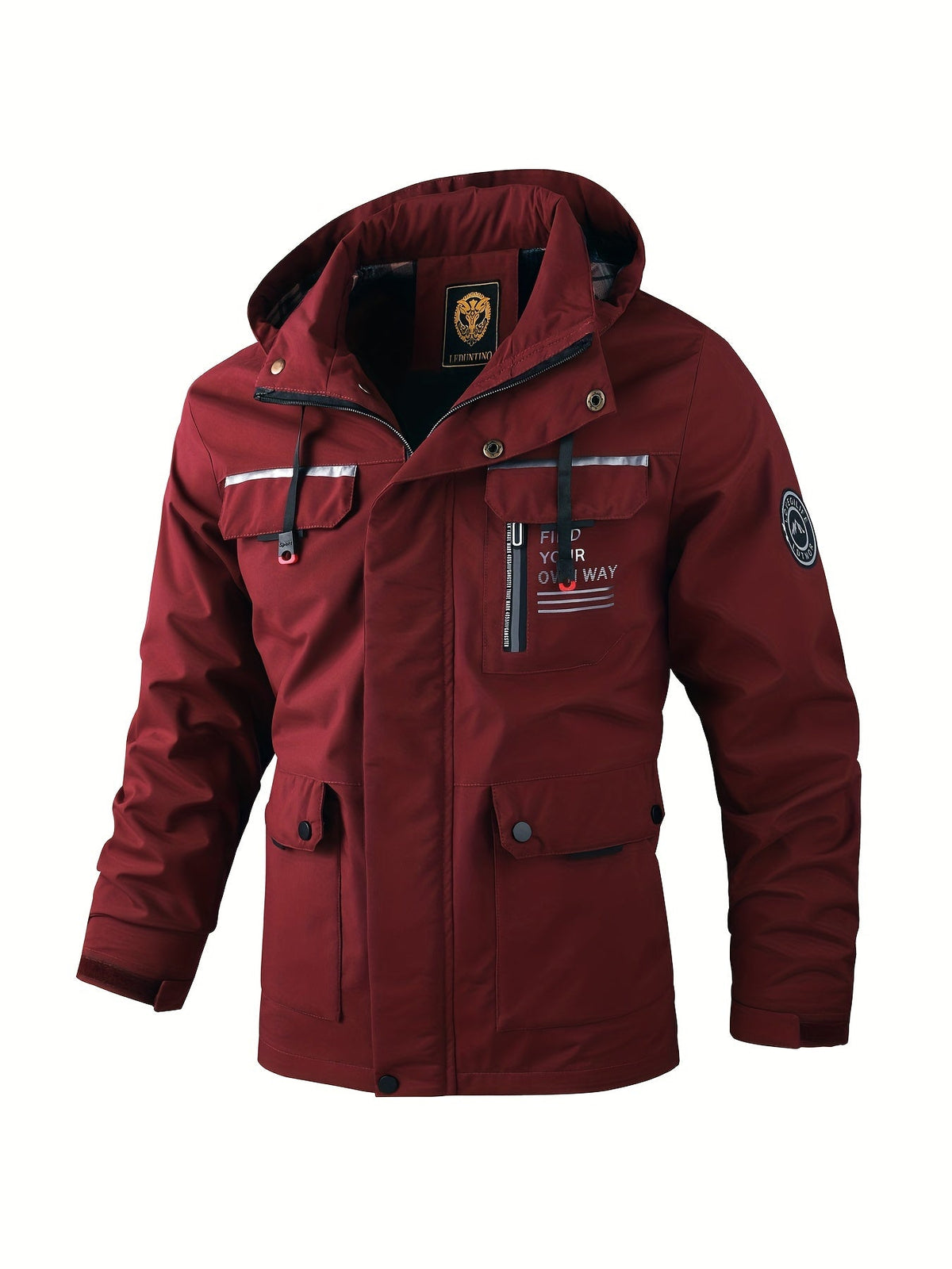 Men's Waterproof Windbreaker Jacket with Adjustable Hood and Breathable Lining