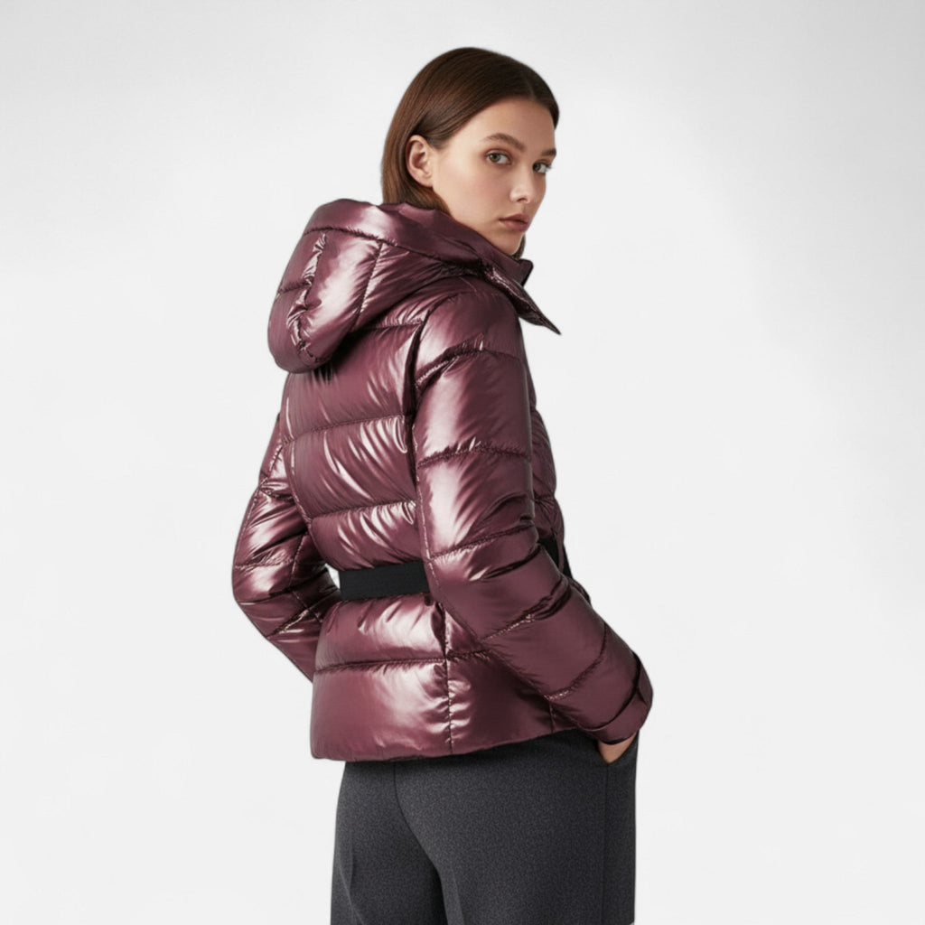 Women's Fitted Ski Jacket with Hood and Insulated Water Repellent Polyester Shell