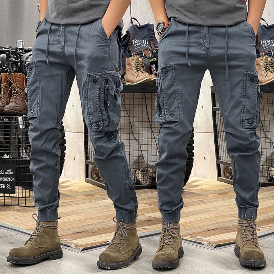 Men's Multi Pocket Cargo Pants with Structured Cut for Work Outdoor and Casual Wear