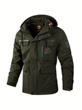 Men's Waterproof Windbreaker Jacket with Adjustable Hood and Breathable Lining