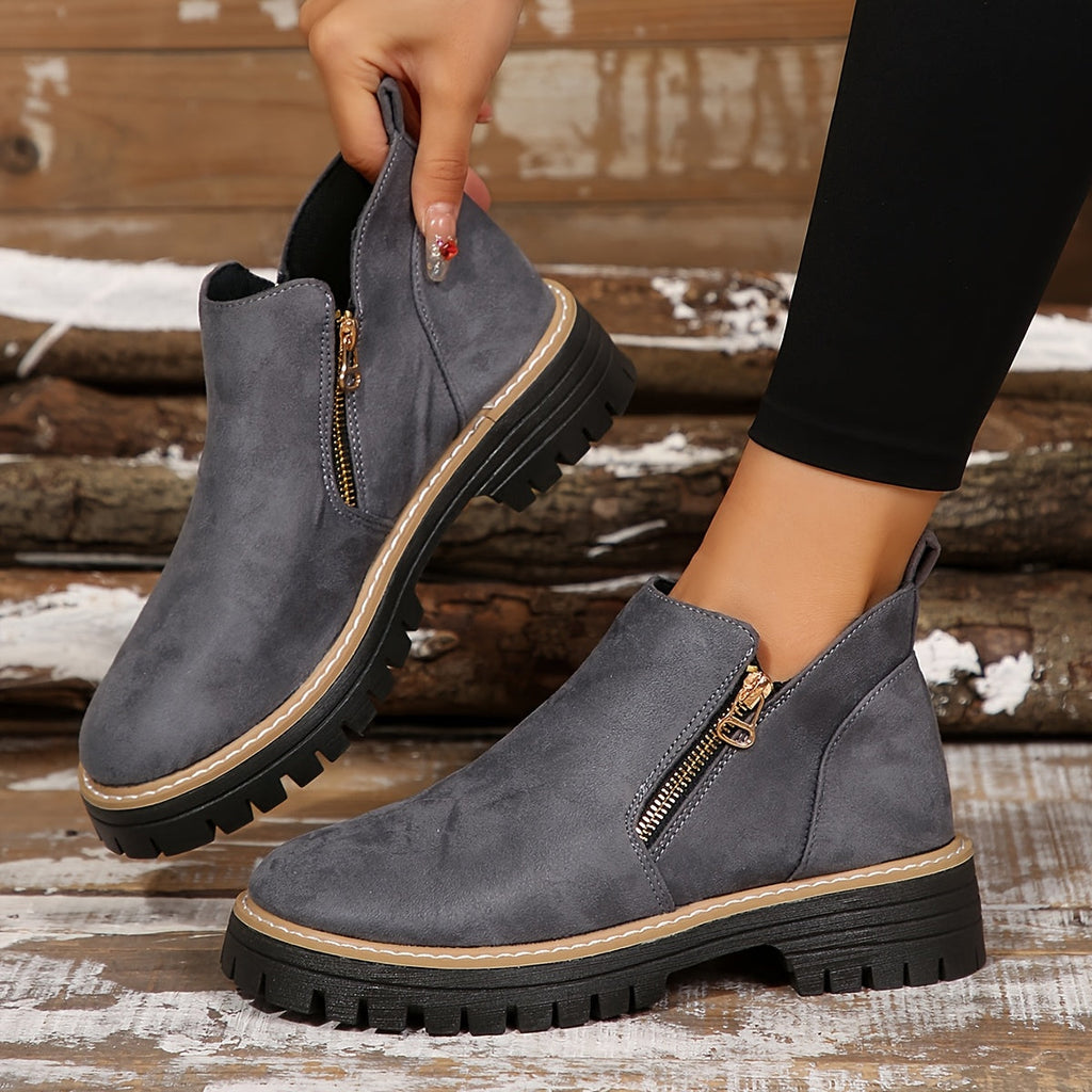 Women's Ankle Boots with Non Slip Outsole Cushioned Insole and Easy Side Zipper