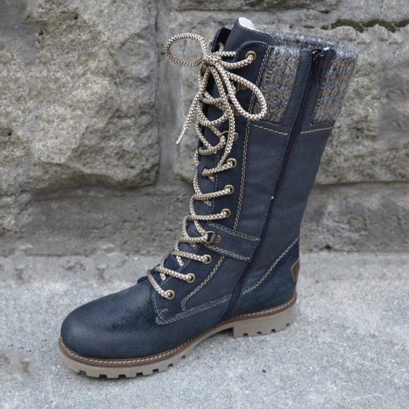 Women's Tall Faux Lined Boots with Side Zip and Textured Non Slip Rubber Sole