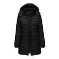 Women's Mid Length Quilted Puffer Parka with Hood Zip Closure and Slim Fit