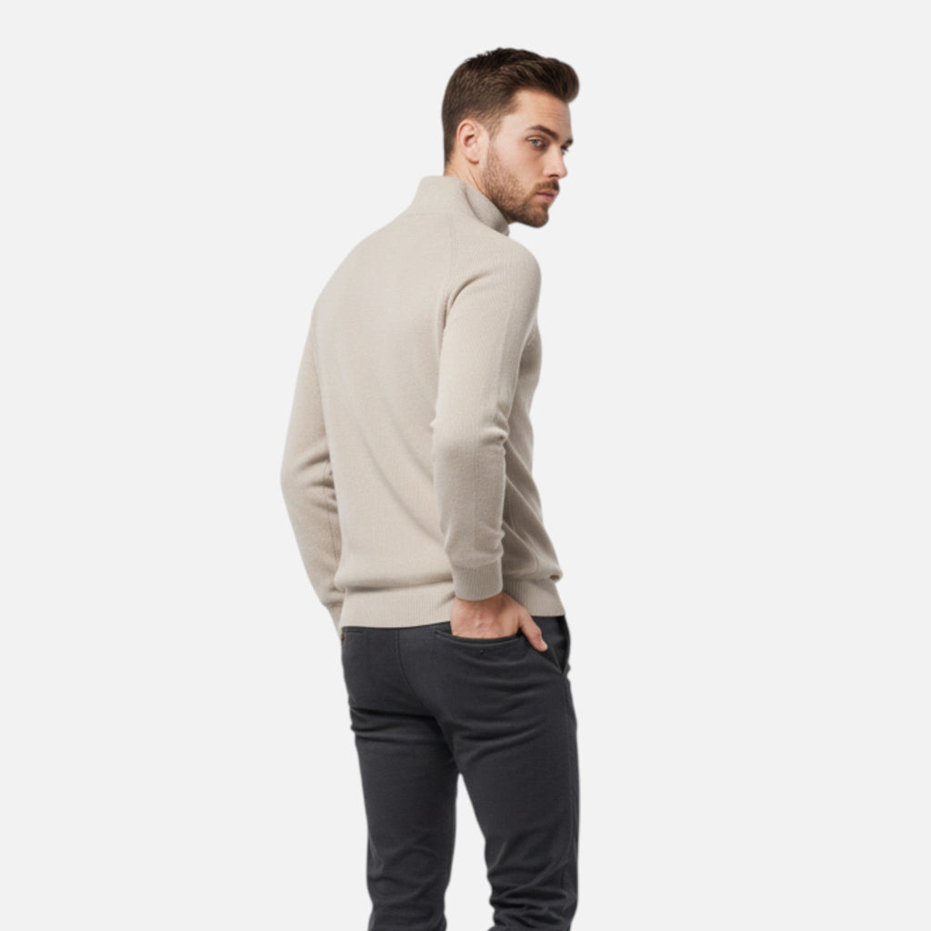Men's Cotton Zip Sweater in Lightweight Breathable Knit for Office and Casual Wear