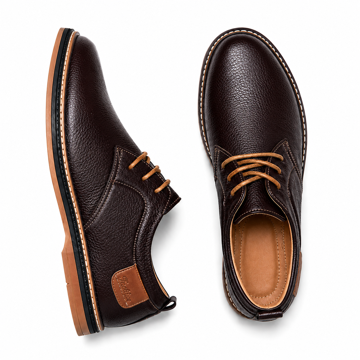 Men's Handmade Genuine Leather Dress Shoes with Hand Stitched Seams for Formal Wear