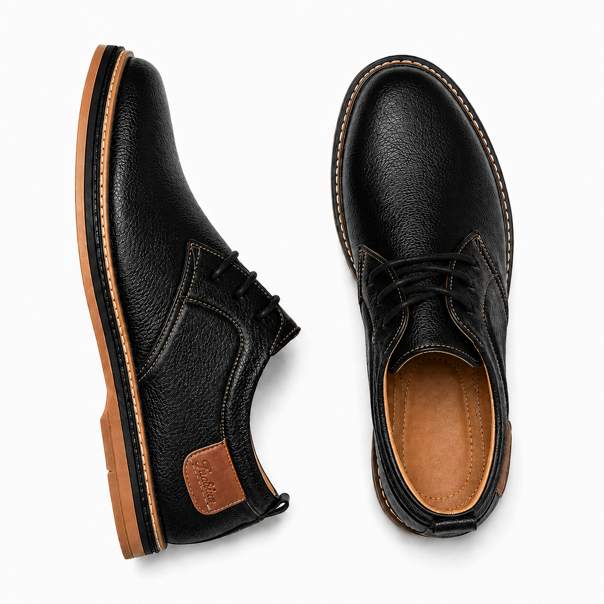 Men's Leather Dress Shoes Handmade with Hand Stitched Seams for Suits and Chinos