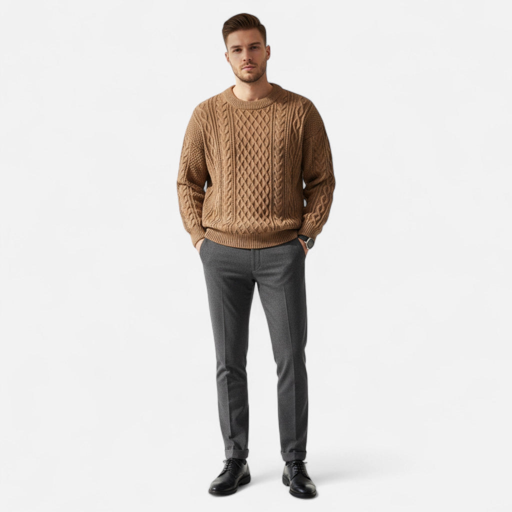 Men's Classic Wool Sweater with Soft Breathable Knit for Layering Over Shirts