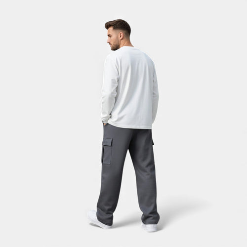 Men's Cargo Jogger Pants with Elastic Drawstring Waist in Loose Fit Cotton Blend