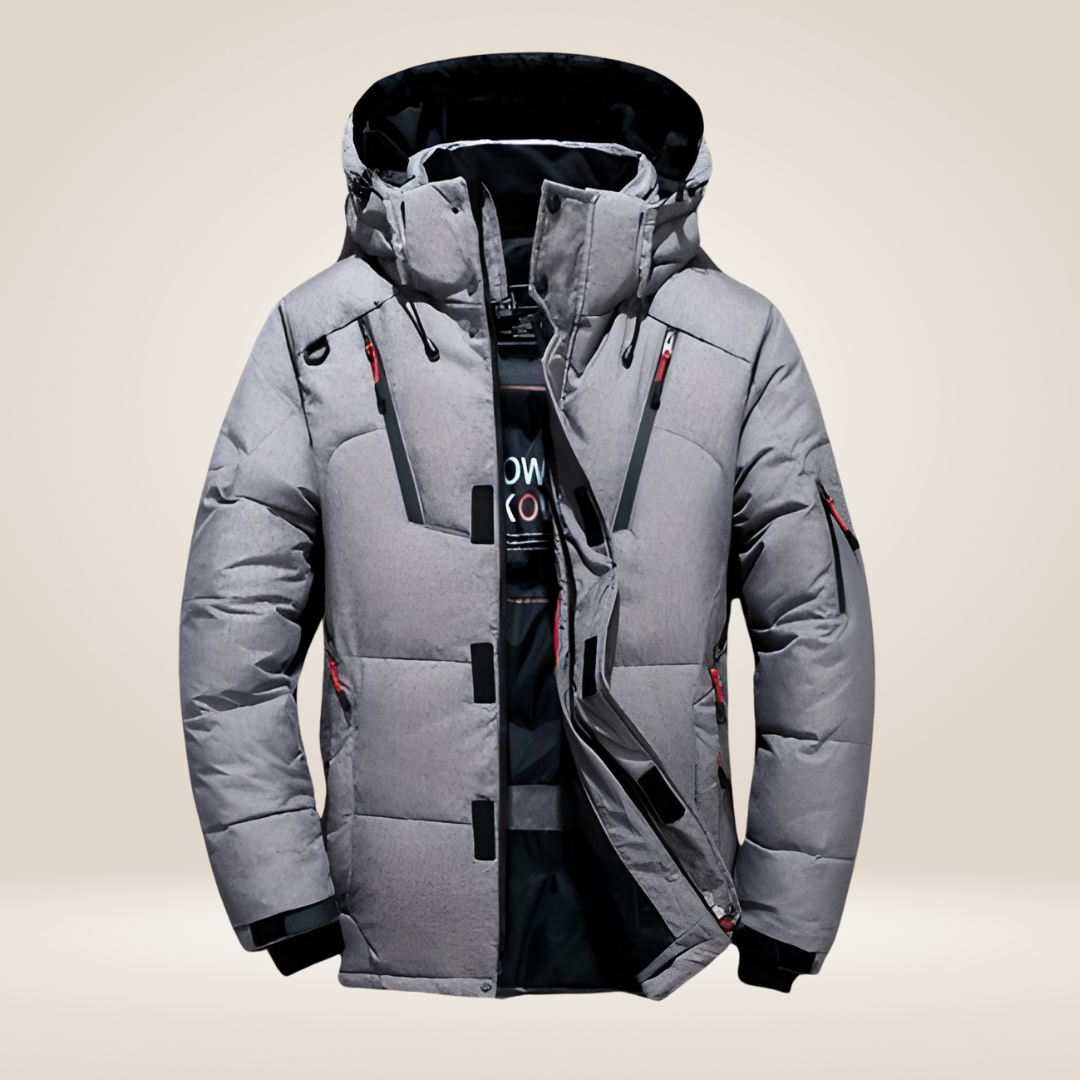 Men's Goose Down Puffer Jacket with Water Repellent Windproof Shell and Regular Fit