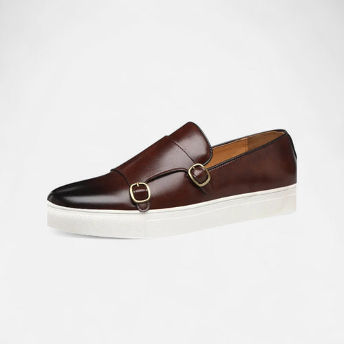 Men's Genuine Leather Buckle Loafers Slip On Dress Shoes for Office and Formal Wear