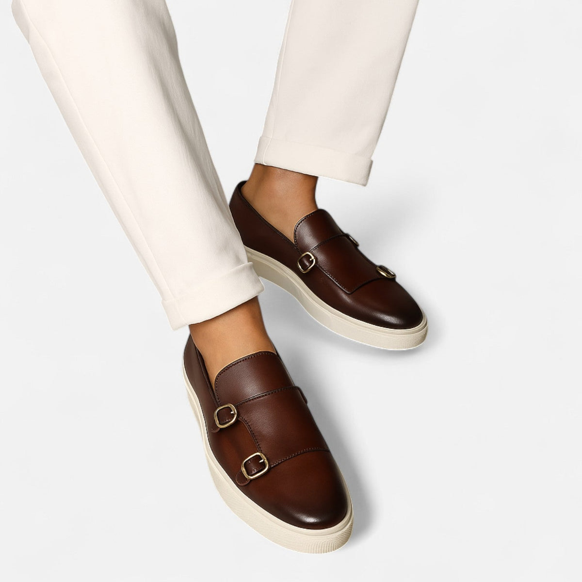 Men's Genuine Leather Buckle Loafers Slip On Dress Shoes for Office and Formal Wear