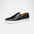 Men's Genuine Leather Buckle Loafers Slip On Dress Shoes for Office and Formal Wear