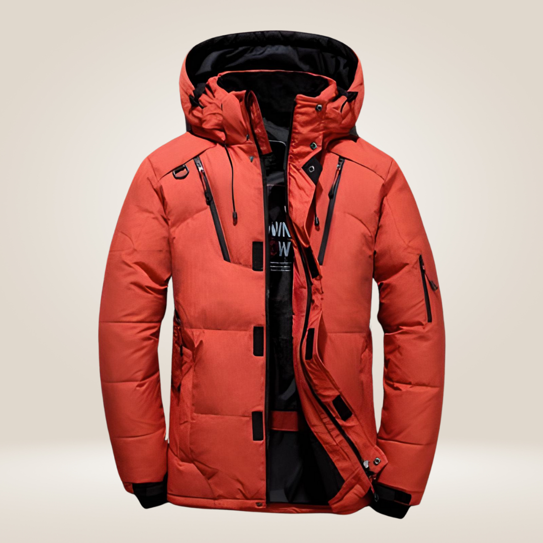 Men's Goose Down Puffer Jacket with Water Repellent Windproof Shell and Regular Fit