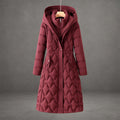 Women's Longline Hooded Down Coat with Waterproof Windproof Shell and Pockets
