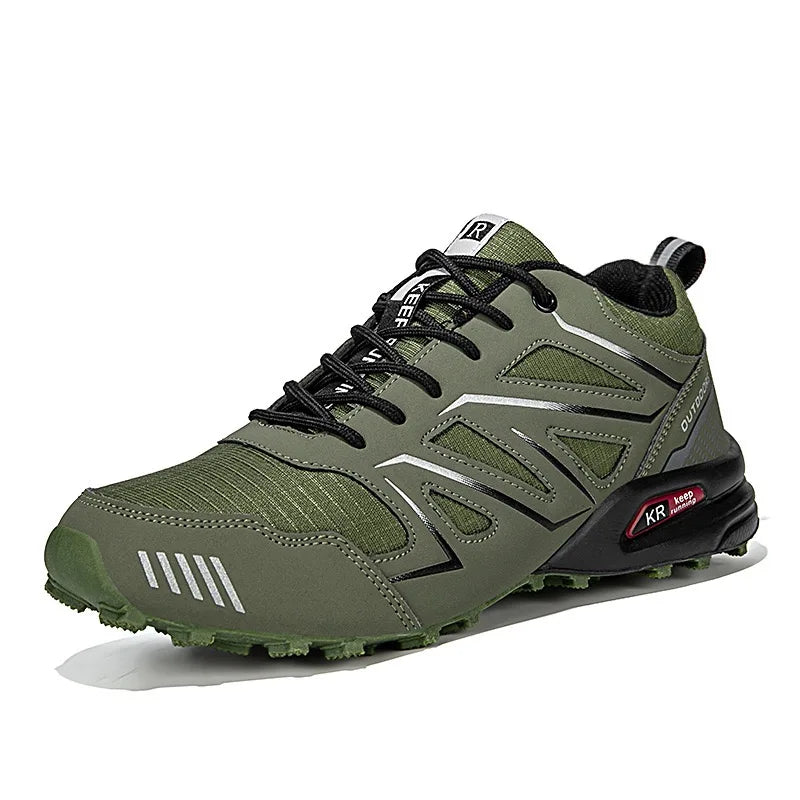 Men's Waterproof Mid Top Hiking Shoes with Non Slip Outsole and Lace Up Closure
