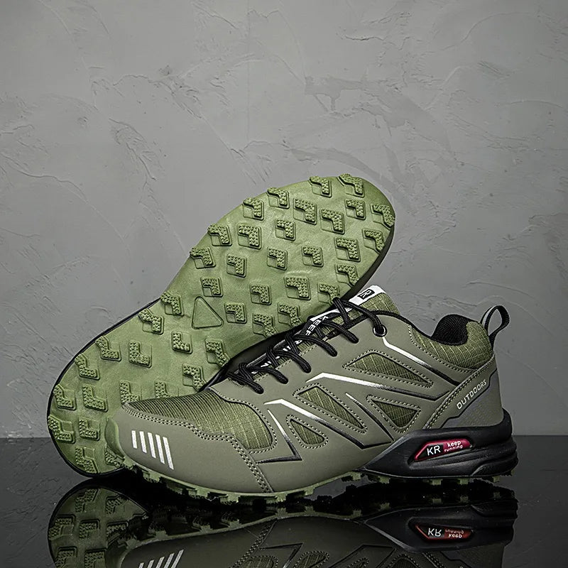 Men's Waterproof Mid Top Hiking Shoes with Non Slip Outsole and Lace Up Closure
