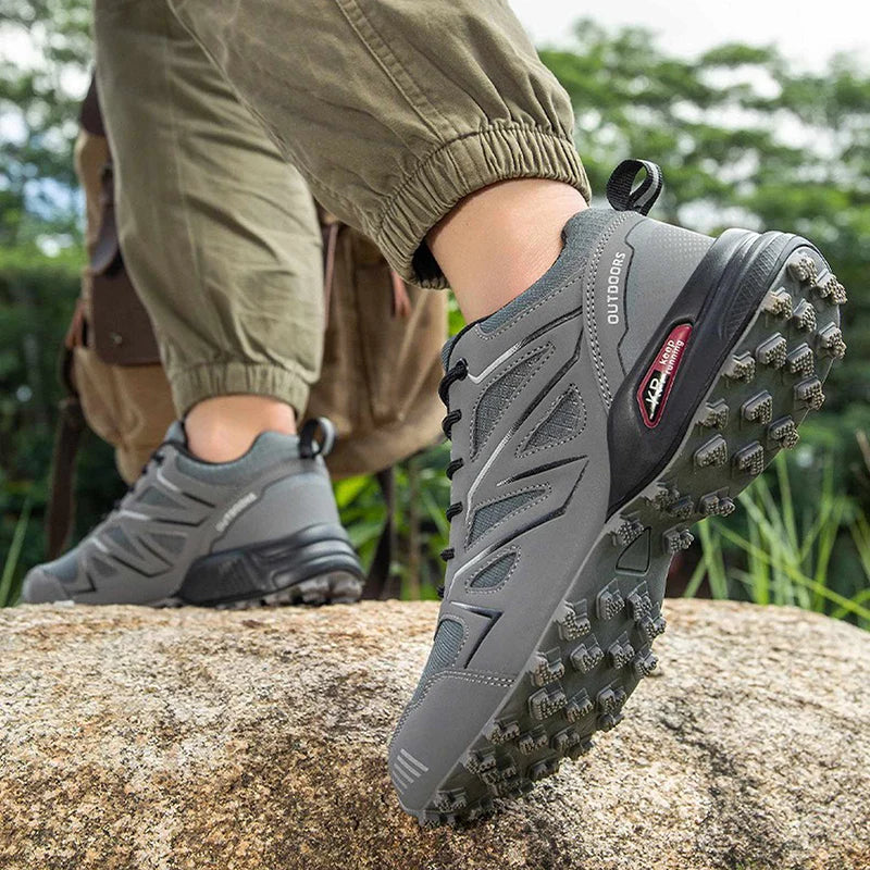 Men's Waterproof Mid Top Hiking Shoes with Non Slip Outsole and Lace Up Closure