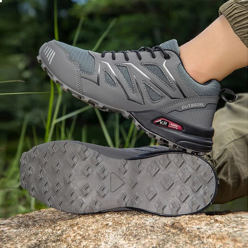 Men's Waterproof Mid Top Hiking Shoes with Non Slip Outsole and Lace Up Closure