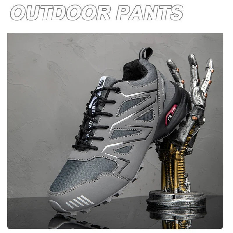 Men's Waterproof Mid Top Hiking Shoes with Non Slip Outsole and Lace Up Closure
