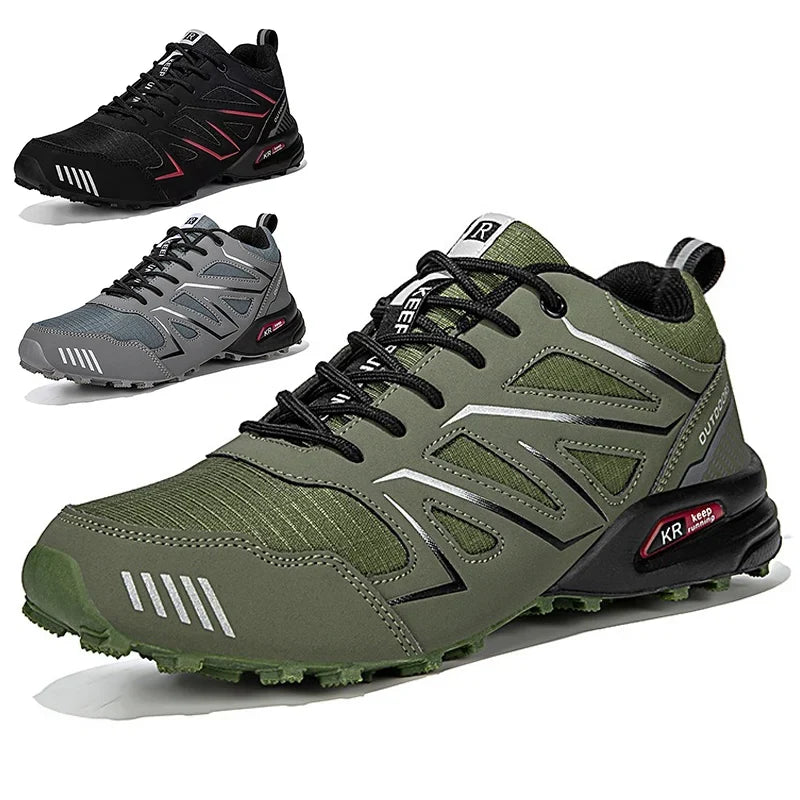 Men's Waterproof Mid Top Hiking Shoes with Non Slip Outsole and Lace Up Closure