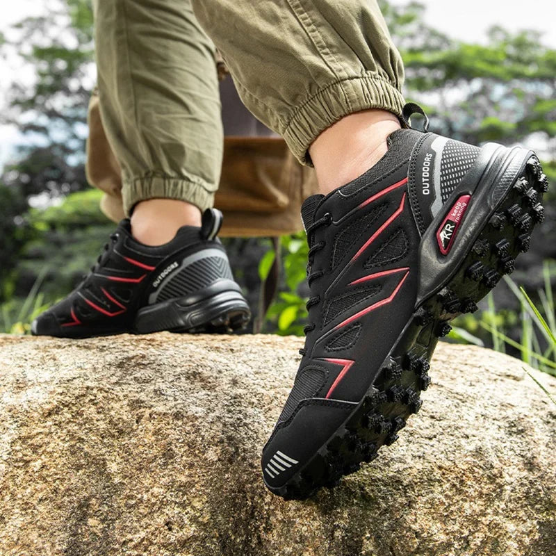 Men's Waterproof Mid Top Hiking Shoes with Non Slip Outsole and Lace Up Closure