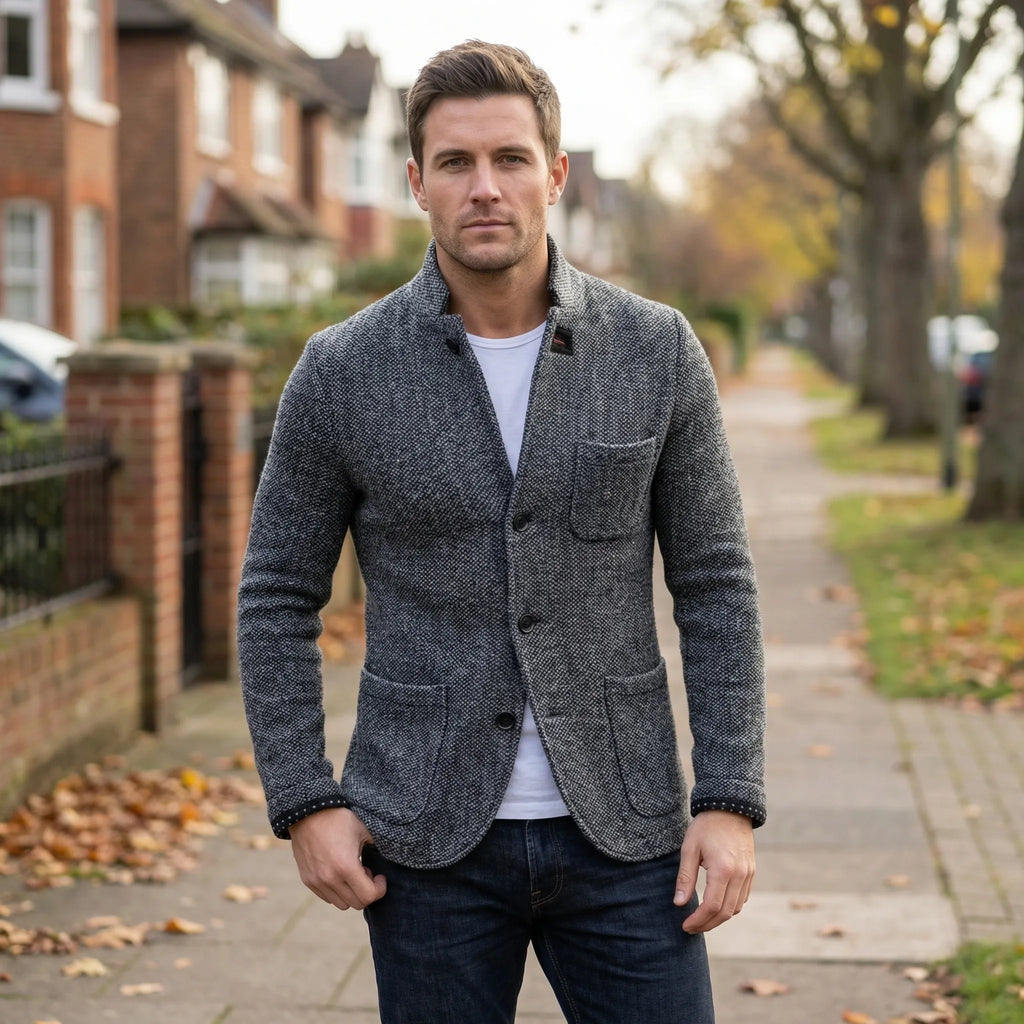 Men's Slim Fit Short Length Blazer with Structured Cut for Office and Dinner Wear
