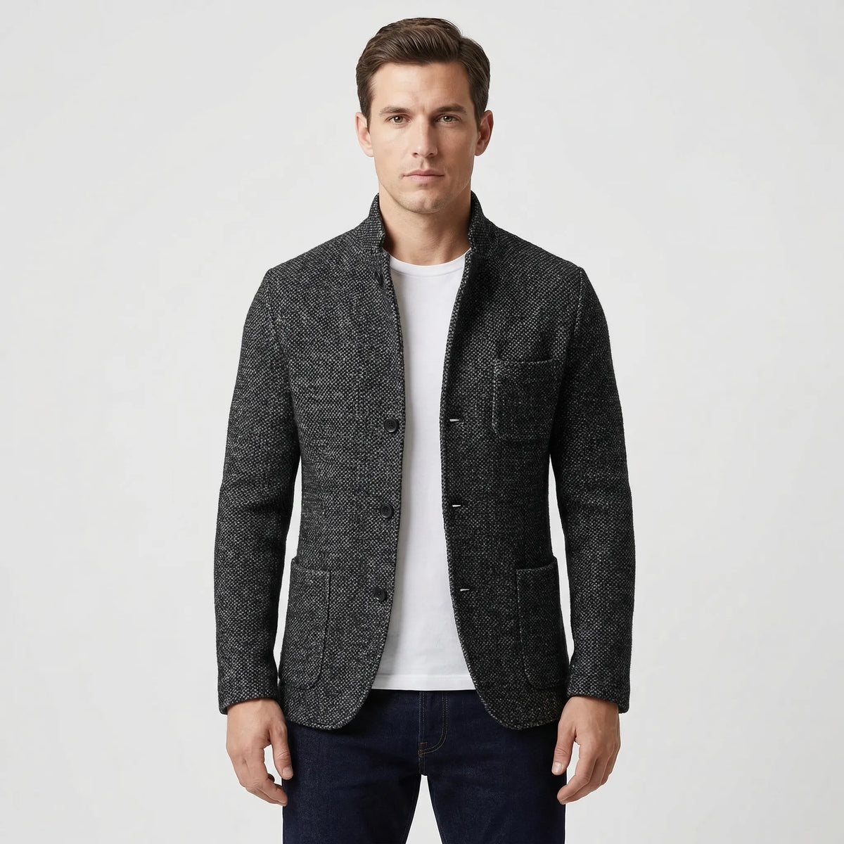 Men's Slim Fit Short Length Blazer with Structured Cut for Office and Dinner Wear