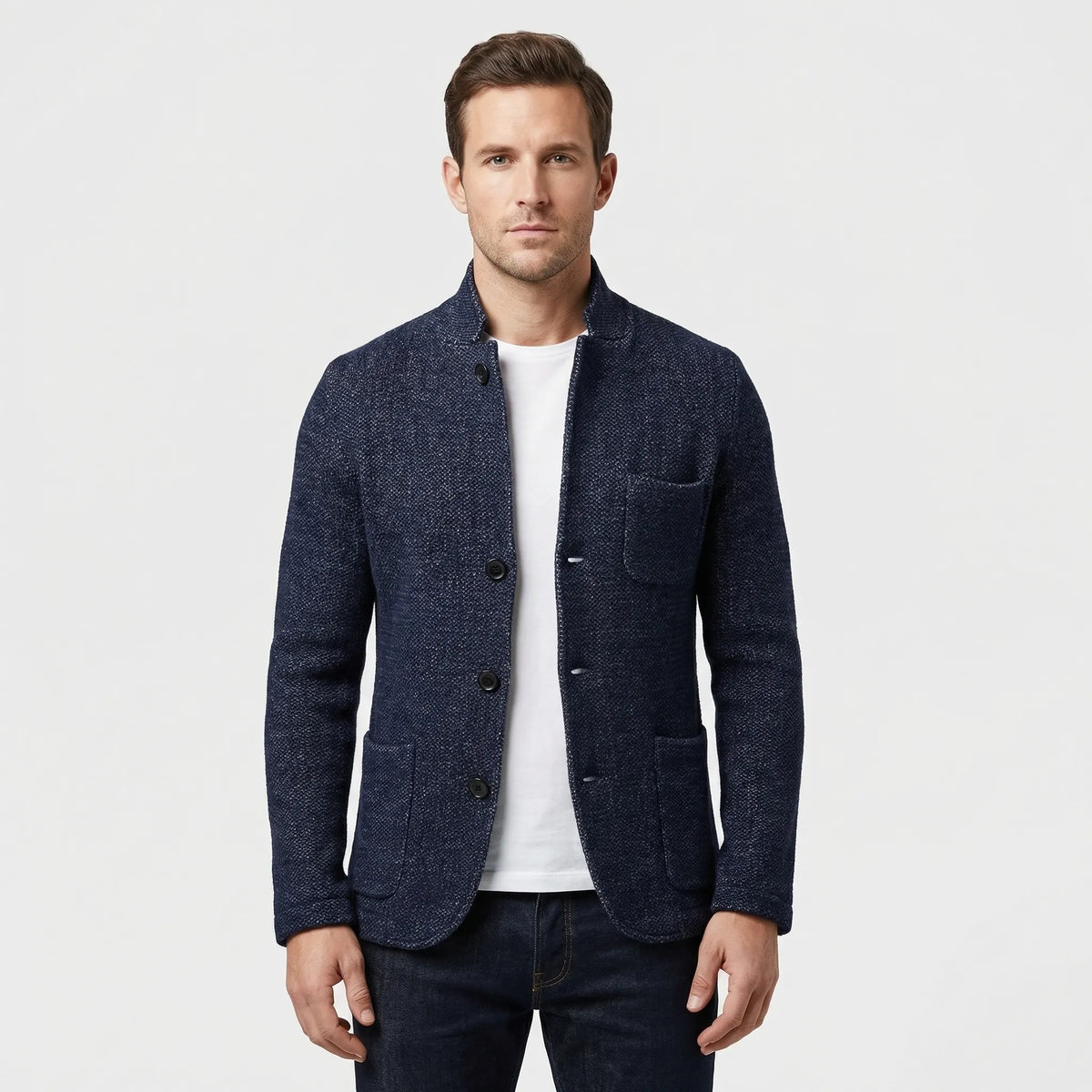 Men's Slim Fit Short Length Blazer with Structured Cut for Office and Dinner Wear
