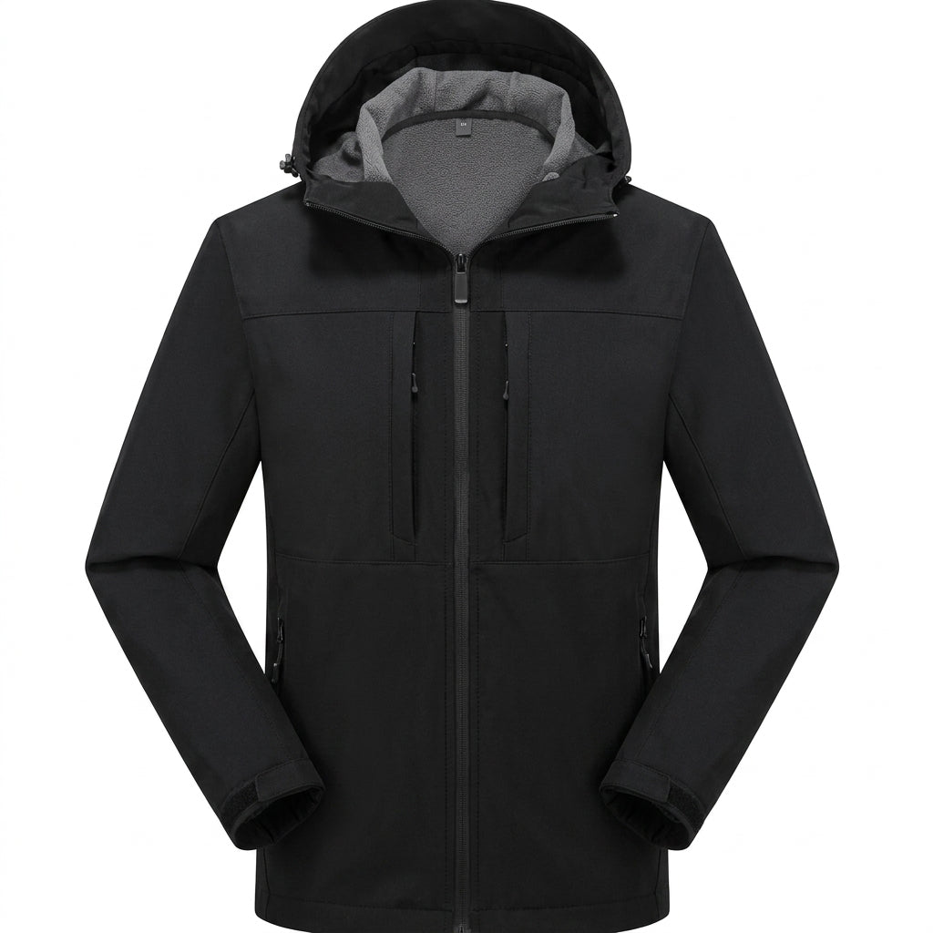 Men's Water Repellent Softshell Jacket with Zip Pockets and Adjustable Cuffs