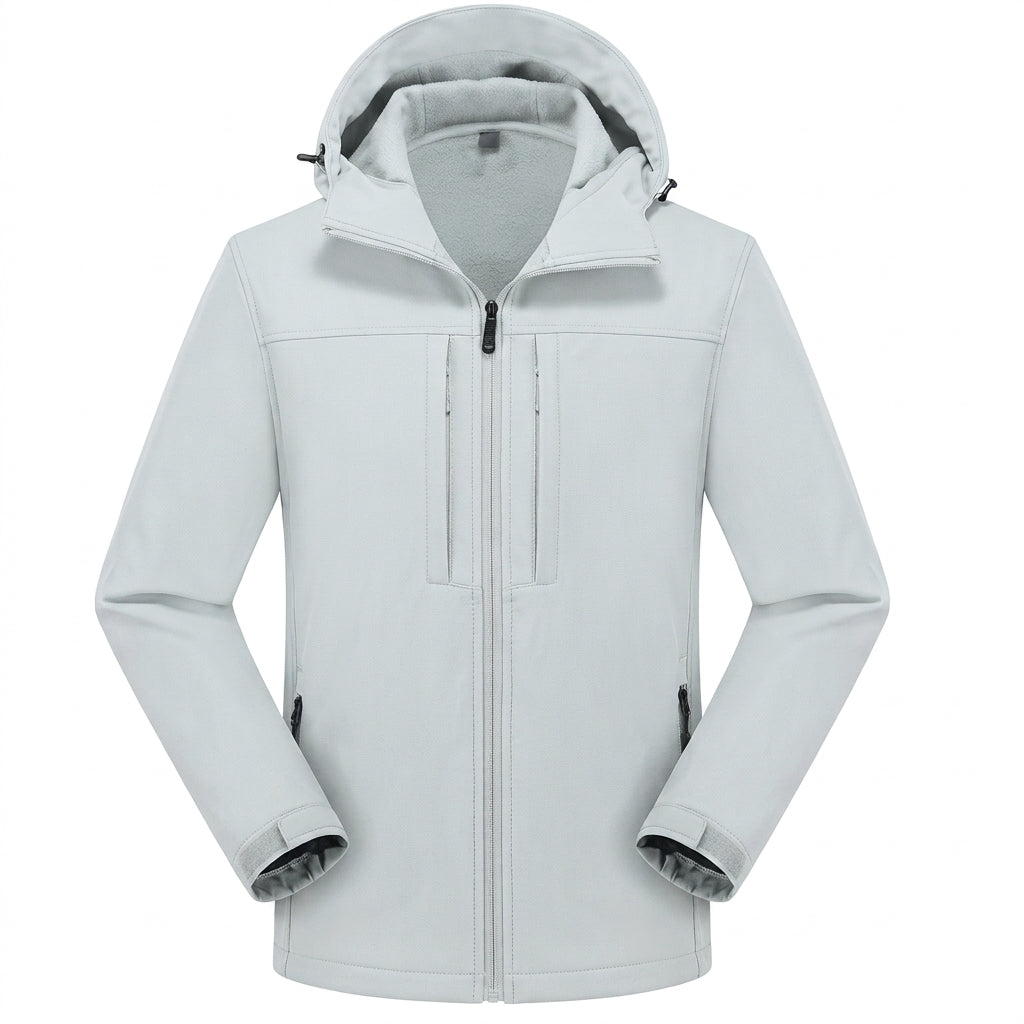 Men's Water Repellent Softshell Jacket with Zip Pockets and Adjustable Cuffs
