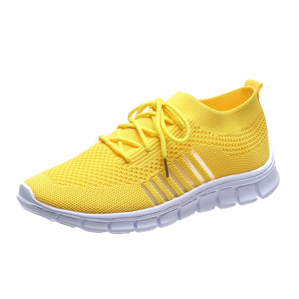 Women's Breathable Mesh Slip On Walking Sneakers with Thick Cushioned Sole and Laces