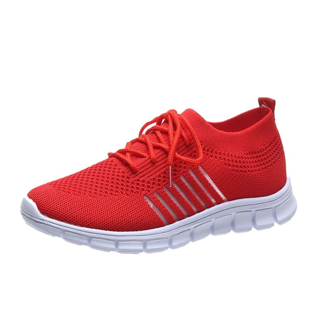 Women's Breathable Mesh Slip On Walking Sneakers with Thick Cushioned Sole and Laces