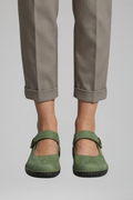 Women's Mary Jane Flats with Adjustable Strap Rounded Toe and Stitched Edge Detail