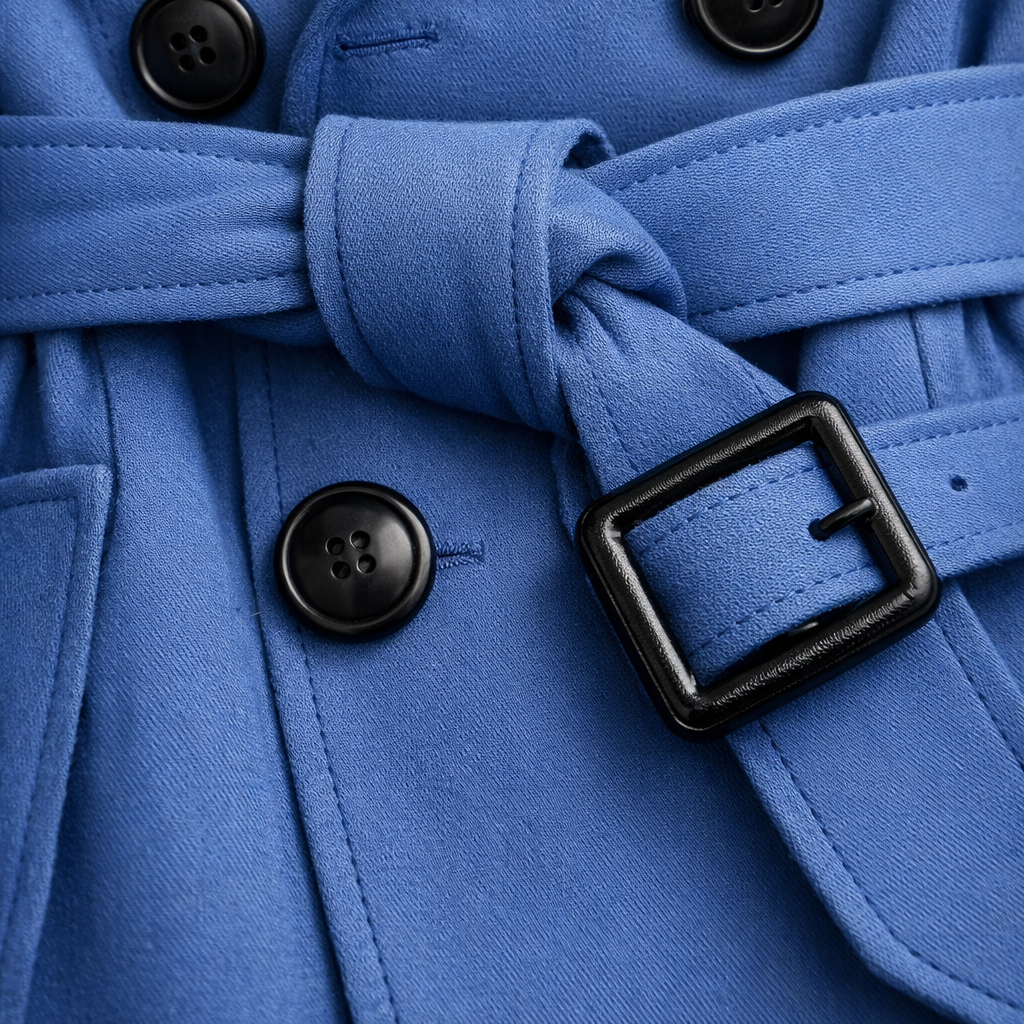 Women's Long Belted Trench Coat in Cotton Blend with Pockets and Adjustable Cuffs